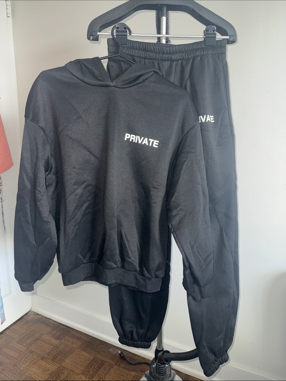 Women Black 'PRIVATE' Hoodie & Jogger tracksuit Set